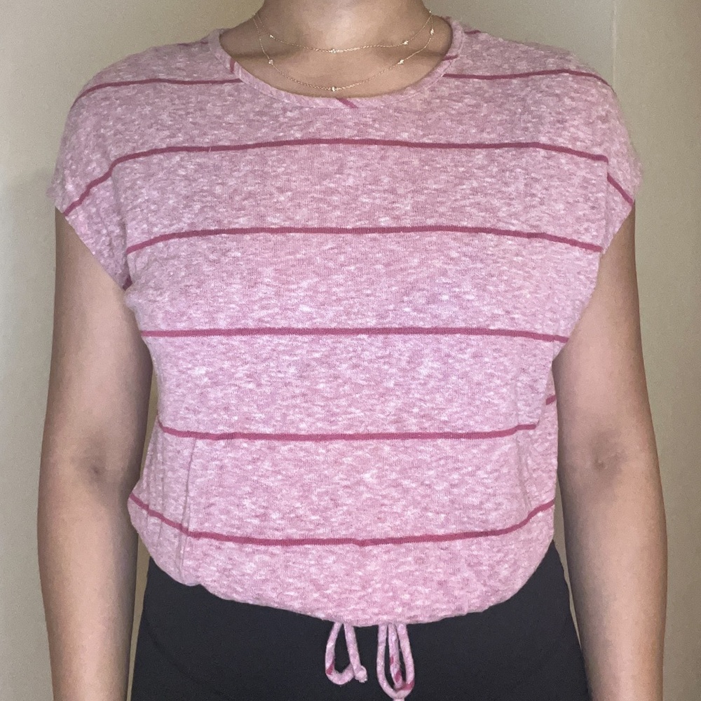 Striped cap-sleeve shirt